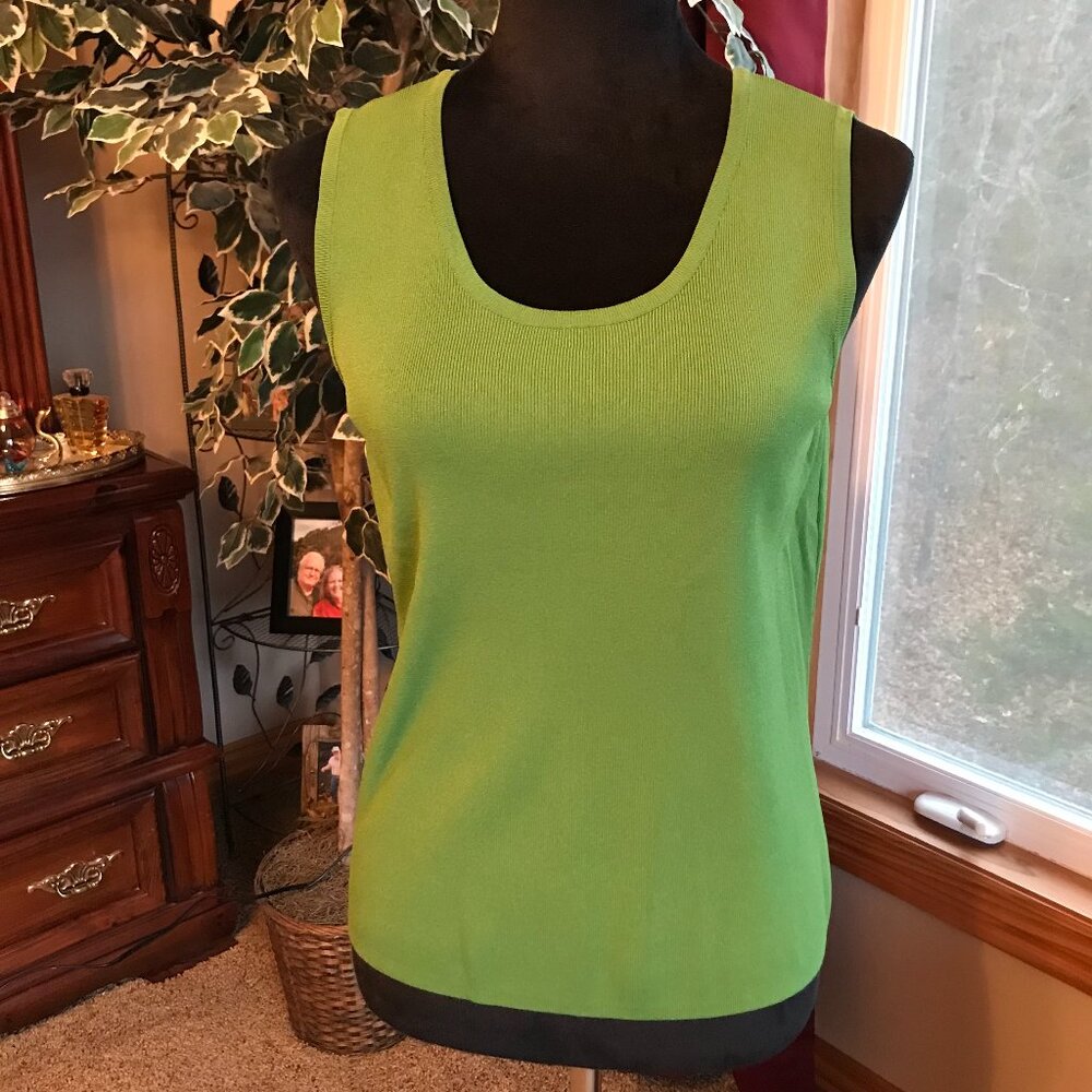 Choices Lightweight Stretchy Sweater Tank Top, Olive Green Rayon Blend Size PM